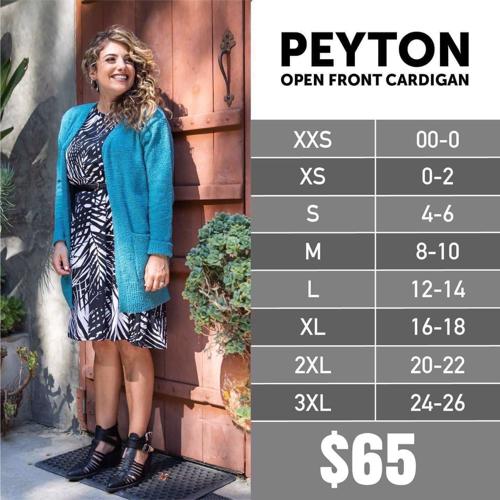 Peyton Size Chart
